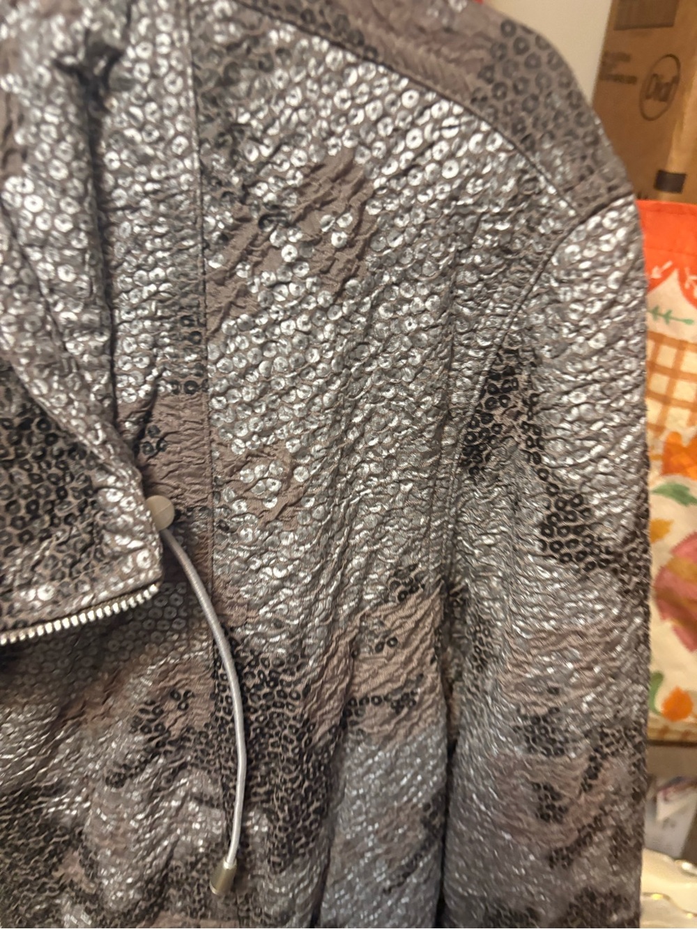 Ruby Rd. Gray Patterned Lightweight Bomber Jacket - Picture 5 of 10